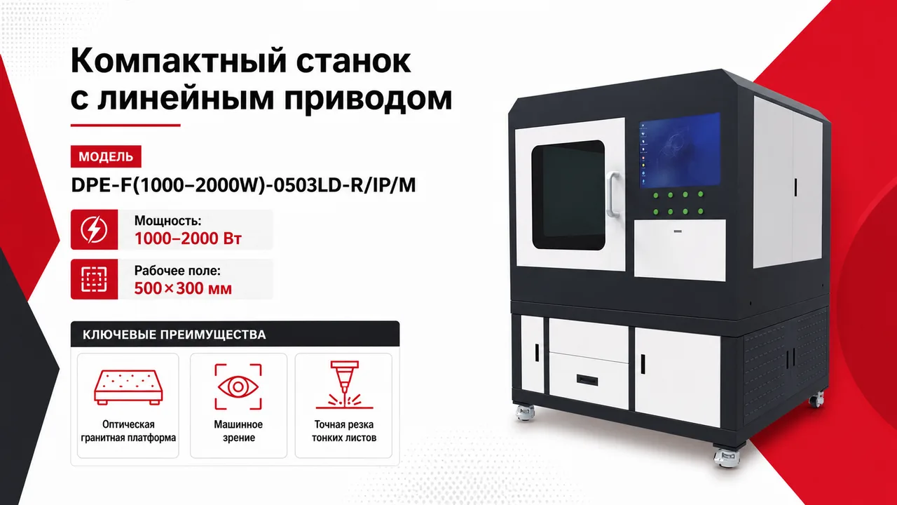 Компактный высокоточный волоконный лазерный станок с линейным приводом